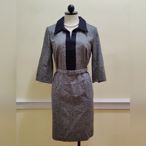 Like New Pendleton Petite Heather Gray Wool Silk Blend 3/4 Sleeve Dress